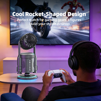 Ventilador AntarcChill Novelty Rocket Mist con Logotipo Personalizado, Embalaje de Regalo, Decoración de Escritorio, Luz Nocturna RGB, Ventilador Portátil de Refrigeración para Venta al por Mayor