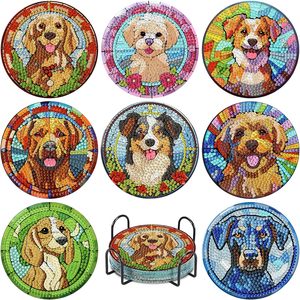 Vente en gros usine : Sous-verres DIY en diamant art, motif visage <span class=keywords><strong>de</strong></span> chat <span class=keywords><strong>de</strong></span> dessin animé, avec base en liège, pour verres et comme ornement <span class=keywords><strong>de</strong></span> bureau - Product Image 2