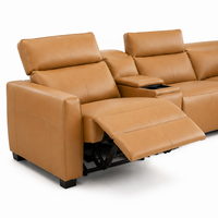 Canapé d'angle moderne en cuir extensible avec repose-têtes réglables, structure en bois et console centrale