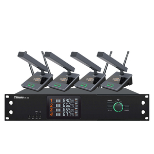Thinuna UR-400 Microfone de conferência sem fio portátil de alta qualidade 4*100 Frequências Selecione 2U UHF 4 canais <span class=keywords><strong>FM</strong></span> de longa distância - Product Image 5
