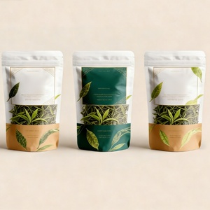 Sachets refermables en aluminium avec fermeture éclair, personnalisables avec logo, pour emballage alimentaire, sachets scellés de qualité alimentaire pour thé vert, vente en gros - Product Image 2
