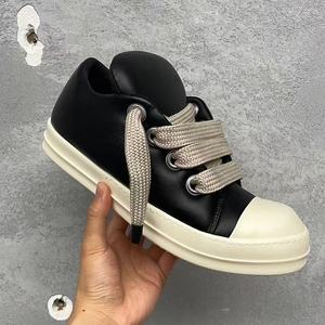 Chaussures décontractées de luxe en cuir véritable, style sport, noires, à lacets, basses - confortables et durables - Product Image 5