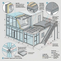 Maison modulaire préfabriquée en acier de haute qualité à deux étages avec balcon et escalier extérieur pour une vie de villa