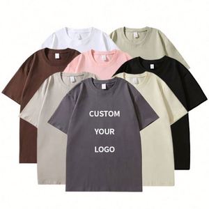 100% Combed Cotton Heavy <b>Weight</b> Unisex Short Sleeve Casual T-Shirts <b>Blank</b> Logo Solid Pattern Neck Design Men's Women's Style - Product Image 2