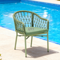 Fauteuil d'extérieur haut de gamme en aluminium, chaise de salle à manger nordique, chaise en corde verte imperméable
