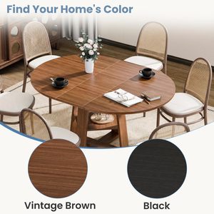 Mesa de Comedor Redonda Moderna SENYU con Estante de Almacenamiento, Muebles para el Hogar de Estilo Escandinavo, Base de Madera Maciza para 6 Personas - Product Image 2