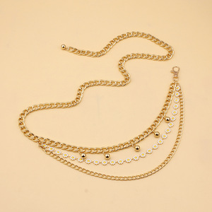 สร้อยคาดเอวหลายชั้นลายดอกไม้สีทอง สร้อยประดับร่างกายสำหรับผู้หญิง สวมใส่ได้ทุกวัน เครื่องประดับแฟชั่น - Product Image 4