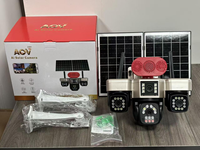 Caméra solaire AOV V720Z 3M 4 objectifs 8MP 4G, zoom numérique 18X, détection humanoïde par IA, enregistrement 24h/24 et 7j/7, caméra de sécurité extérieure HE