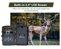 Cámara de Caza 1080P 20MP CMOS IP56 Resistente al Agua con Batería, Visión Nocturna de 20m, Resistente a la Intemperie, para Monitoreo de Vida Silvestre
