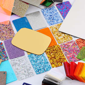 Feuille de verre <span class=keywords><strong>Plexi</strong></span> à motif personnalisé DIY Matériau de découpe laser Tissu pailleté coloré de couleur Feuilles acryliques pailletées - Product Image 4
