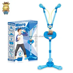 Children Bluetooth Karaoke Stand with Lights Effect Double Microphone Musical Toy Instrument Machine Sing Player