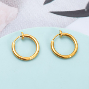 <b>Clip</b> On Earrings Stainless Steel Round Men's Minimalist Punk Style Spring <b>Clip</b> Earrings Geometric Design Fashion Jewelry - Product Image 3
