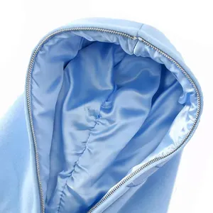 Logo personalizzato Blank oversize Heavyweight 100% cotone Fleece fodera in raso Full Face Zip Up felpa con cappuccio ricamata
