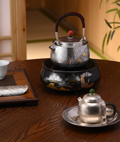 Théière et bouilloire portables en argent pur S999 de 700 ml, résistantes à la chaleur, avec infuseur, artisanat moderne et classique, pour la maison et les professionnels.