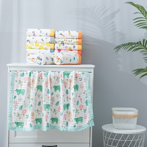 Qidou – couverture en gaze pour bébé, 110x110 Cm, motif animal imprimé, serviette d'emmaillotage pour nouveau-nés et enfants - Product Image 1
