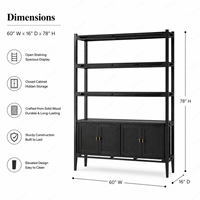 Étagère Monumentale en Chêne Noir Anthracite, Meuble de Rangement Ouvert de Style Mid-Century avec Rangement pour Villa de Luxe, Unité d'Étagère pour Salon