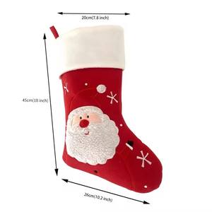 Chaussettes de Noël Directement Usine BSCI, Échantillon Gratuit, à Suspendre pour Cheminée, Cadeaux de Noël en Peluche Personnalisés en Vrac pour Broderie - Product Image 2