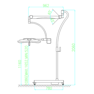 मोबाइल फ्लोर स्टैंड मेडिकल ग्रेड सर्जिकल शैल्लेस लैंप की मंजूरी दी गई HF-L4S - Product Image 6