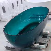 Baignoire autoportante en acrylique, design moderne, en résine de pierre, baignoire indépendante intégrée en cristal transparent pour le trempage