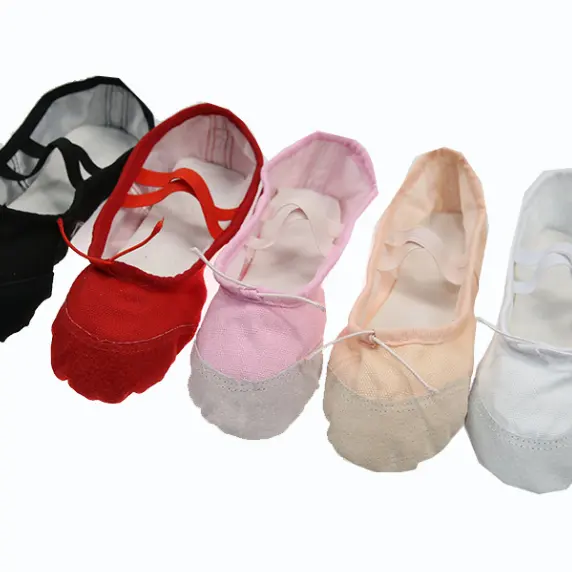 kids Mesh Flat ballet slippers half Sole canvas dance shoes adult Ballerina Practice Shoes make your logo