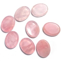 HZ 2026 Exclusif Pierre de massage ovale sculptée en quartz naturel pour le pouce, pour le soulagement du stress, Pierre de méditation en jade rose