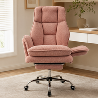 Chaise de bureau ergonomique à jambes croisées, réglable en hauteur, avec accoudoirs rabattables et repose-pieds, en tissu bouclé, pour le bureau à domicile, directement du fournisseur