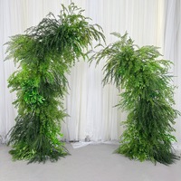 NINI Factory Arche florale en tissu de soie vert avec roses et hortensias artificiels, pour aménagement de mariage en extérieur, décoration de porte, Saint-Valentin