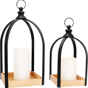 Lanterne rétro en forme d'arche Wuwutong, lampe à bougie LED noire scintillante, fonctionnant sur piles, lumière décorative de Noël, veilleuse - Product Image 5