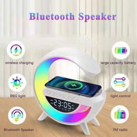Lampu Meja Nakas RGB Wireless Charger dengan Kontrol APP untuk Speaker Musik Pintar untuk Kamar Tidur