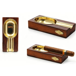 Asbak Cerutu Persegi Portabel Guevara Luxury <span class=keywords><strong>Copper</strong></span> Wood Single Slot dengan Logo Kustom untuk Penggunaan di Rumah & Mobil, Aksesoris Cerutu, Hadiah - Product Image 5
