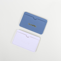 Porte-cartes en cuir PU gris personnalisé avec logo, vente en gros d'usine Glampkg, porte-cartes d'identité en cuir PU personnalisé avec logo