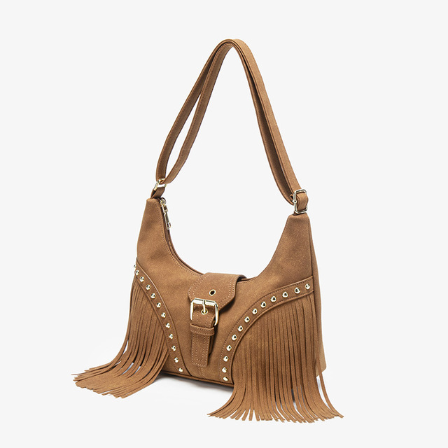 Western Purses for Women Small Fringe Crossbody Bag With Wrist Strap Mini Hipppie Shoulder Bag With Tassel