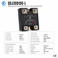 Relais statique à semi-conducteurs QSJ30D100-L DC 100A 0-30VDC, sortie MOSFET, monophasé, SSR opto-isolé, montage sur panneau pour chauffage DC