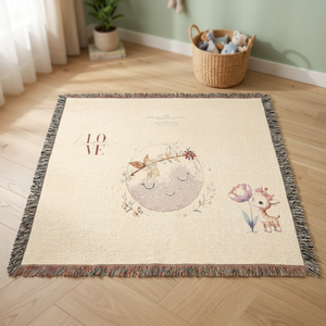 Coperta in Flanella e Lana Americana di Lusso su Misura con Grafica Floreale Lunare, Morbida al Tatto - Product Image 3