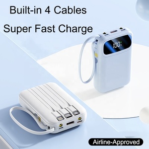 Power Bank all'ingrosso da fabbrica, grande capacità 20000mAh, 4 cavi integrati, cordino, supporto per telefono, ricarica rapida 2A, batteria Micro USB - Product Image 2