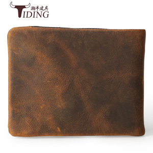 Portefeuille à deux volets en cuir Crazy Horse pour homme, fin, en cuir véritable, marron foncé 4037 - Product Image 2