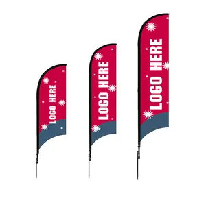 Promocional Display Publicidade Outdoor Teardrop Feather Flying Beach Flag Banner Stand para eventos Jogos