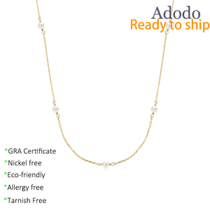 Kalung Choker Mutiara Air Tawar Bulat Minimalis 3mm 925 Perak <span class=keywords><strong>Sterling</strong></span> Berlapis Emas Gaya Prancis untuk Wanita - Product Image 1