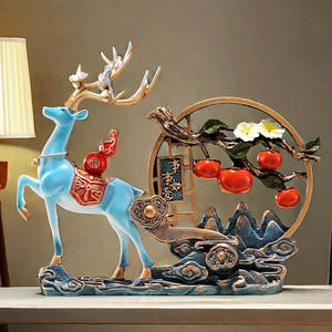 Figura Decorativa de Resina Epoxi de Alta Gama con Diseño de Ciervo de la Suerte y Caqui, para Decoración de Sala de Estar, Regalos de Inauguración - Product Image 3