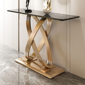Meubles de salon Tables <span class=keywords><strong>console</strong></span> d'entrée en acier inoxydable Plateau en <span class=keywords><strong>marbre</strong></span> pour couloir Table <span class=keywords><strong>console</strong></span> noire Tables <span class=keywords><strong>console</strong></span> - Product Image 4