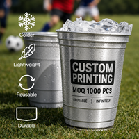 Gobelets en aluminium personnalisés de 18 oz, légers, durables, jetables, pour festivals, cadeaux, avec logo personnalisé, MOQ 1000 pièces