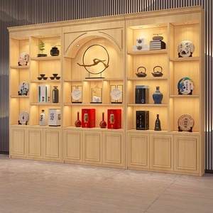 Espositore per Vini e Liquori in Legno a Più Livelli con Illuminazione LED, Scaffale a Scala Resistente, Ecologico con Retro in Vetro - Product Image 1