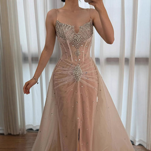 Abito da sera a sirena bianco nude senza spalline Serene Hill LA73107 <span class=keywords><strong>con</strong></span> gonna a balze e <span class=keywords><strong>spacco</strong></span> frontale, abito da festa per donna - Product Image 2