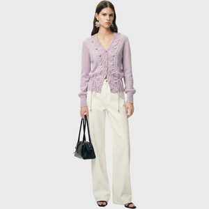 <span class=keywords><strong>Cardigan</strong></span> Corto da <span class=keywords><strong>Donna</strong></span> Invernale <span class=keywords><strong>Grigio</strong></span> Chiaro con Dettagli Traforati e Bottoni Antirughe Personalizzato all'Ingrosso - Product Image 3