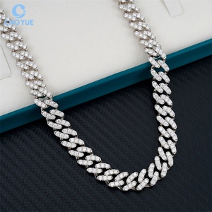 Single Row 12mm GRA Certified Moissanite Cuban Link <b>Chain</b> Necklace Rhodium Plated 925 Silver Hiphop <b>Iced</b> <b>Out</b> Jewelry - Product Image 5