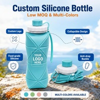 Bouteille d'eau pliable en silicone 600 ml, qualité alimentaire, pliable, randonnée, escalade, voyage, résistante à la chaleur, écologique, logo personnalisé