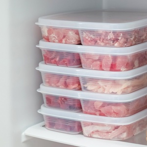 Clear Plastic Microwavable 4 Compartment Bento Box Refrigerator Organizer for Crisper Food and Fruit Storage in Pantry & <b>Fridge</b> - Product Image 5