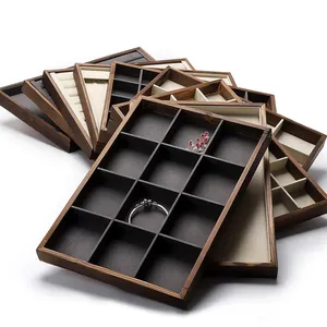 DIGU Nach holz ladentheke schmuck lagerung organizer anhänger ring display tray