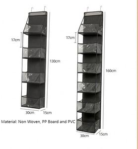 Door Hanging Organizer With 4&6-<b>Shelf</b> <b>Wall</b> <b>Mount</b> Fabric Cloth Storage for Handbags & Sundries Clear Pockets for Living Room Use - Product Image 2
