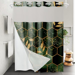 <span class=keywords><strong>Rideau</strong></span> <span class=keywords><strong>de</strong></span> <span class=keywords><strong>douche</strong></span> <span class=keywords><strong>de</strong></span> luxe à double couche avec <span class=keywords><strong>doublure</strong></span> décorative sans crochets, <span class=keywords><strong>doublure</strong></span> à clipser et <span class=keywords><strong>tissu</strong></span> floral rose pour salle <span class=keywords><strong>de</strong></span> bain - Product Image 3